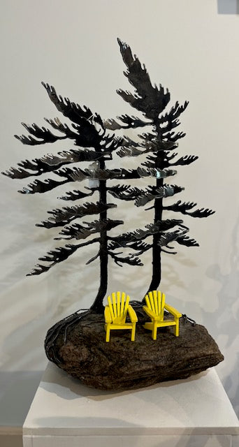 Yellow Muskoka Chairs & Windswept Pine - Cathy Mark