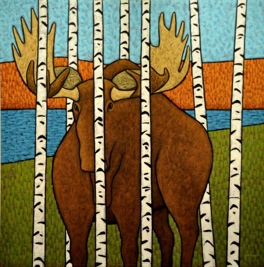 Can’t See the Forest for the Moose - John Ovcacik-Painting-Eclipse Art Gallery