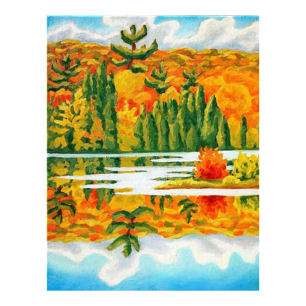 Autumn Lake - Linda Sorensen-Painting-Eclipse Art Gallery