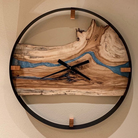 Walnut & Resin 20" Clock - Live Edge Forest-Woodworking-Eclipse Art Gallery