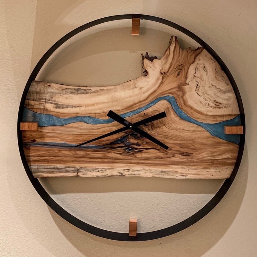Walnut & Resin 20" Clock - Live Edge Forest-Woodworking-Eclipse Art Gallery