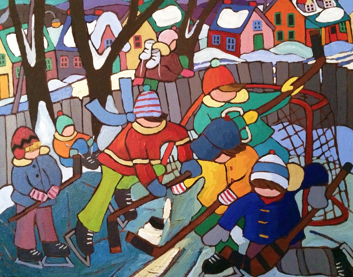 Playing Hockey - Terry Ananny-Painting-Eclipse Art Gallery