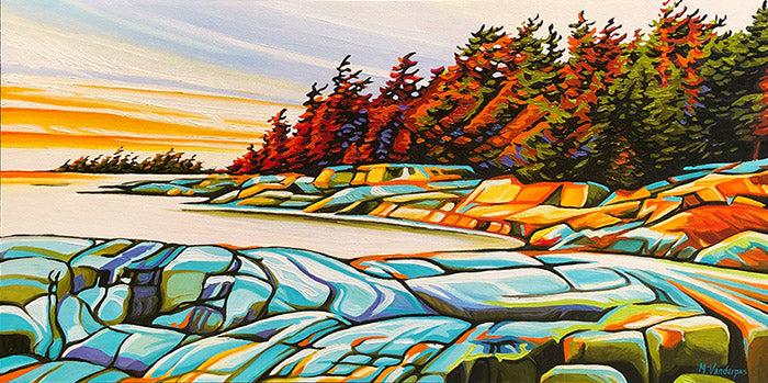 Sunset Georgian Bay Shoreline - Margarethe VanderPas-Painting-Eclipse Art Gallery