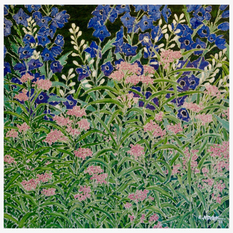 Milkweed & Delphiniums - Ed Novak-Painting-Eclipse Art Gallery