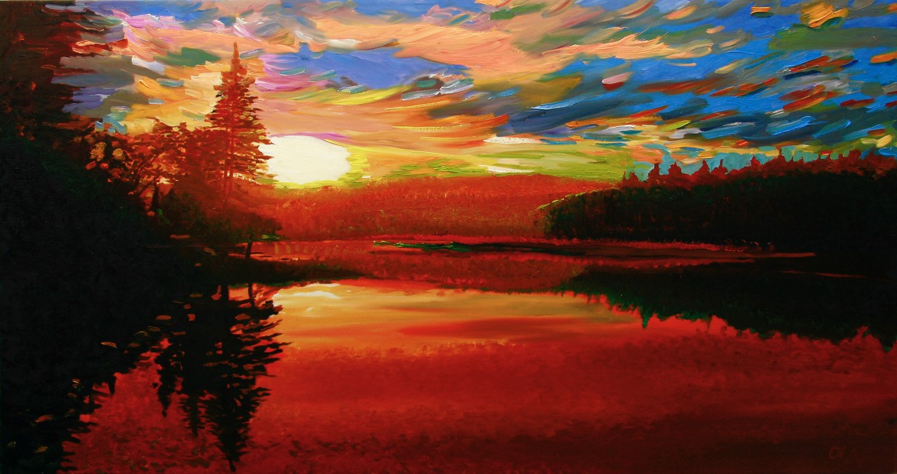 Lake of Two Rivers - Olaf Schneider-Painting-Eclipse Art Gallery